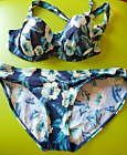 George Multicoloured Floral U/W Padded Halterneck Bikini Brief Set Uk 32D/Dd/10