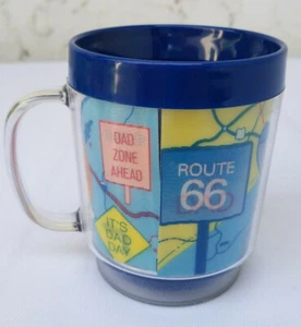 Fathers Day Dad Route 66 Thermal Insulated Hologram Plastic Mug Cup Eagle USA - Picture 1 of 8
