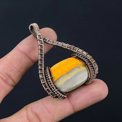 Colgante envuelto en alambre de cobre jaspe abejorro joyería regalo para ella CCP-013 Foto 1 de 4