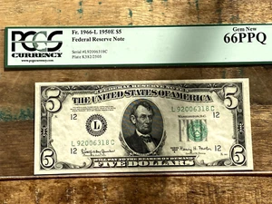 $5 1950E 1966-L LC Block San Francisco PCGS 66PPQ - Picture 1 of 2