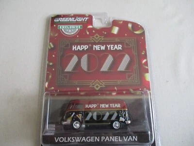 MINIATURE 1/64 GREENLIGHT  VOLKSWAGEN T2 PANEL VAN HAPPY NEW YEAR 2022 - Photo 1/2