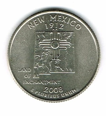 2008-P Philadelphia Brilliant Uncirculated US New Mexico 47TH State Quarter Coin - Image 1 of 2