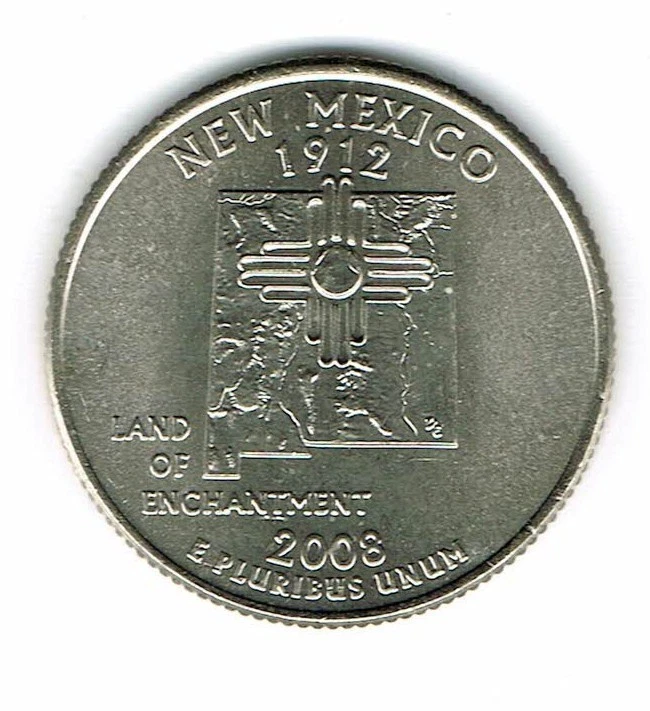 2008-P Philadelphia Brilliant Uncirculated US New Mexico 47TH State Quarter Coin - Image 1 of 2