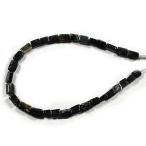 Natural Black Tourmaline Smooth Rectangle Gemstone Beads 5.5" For Jewelry Making - Picture 1 of 6