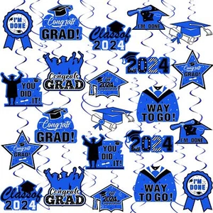 30 PCS Graduation Decorations Class of 2024 Graduation Hanging Swirl Congrats... - Picture 1 of 7