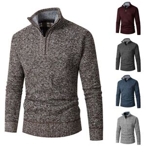 Pull en tricot hiver essentiel pour hommes doublé 14 entonnoirs zippés col pul