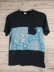 Volcom Stone kurzärmeliges T-Shirt Herren Größe Medium schwarz und blau - Bild 1 von 11