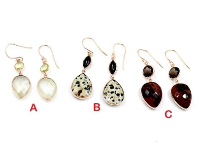 Pendiente de regalo de acción de gracias joyería de piedras preciosas de jaspe de plata esterlina 925 maciza Foto 1 de 4