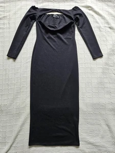 ASOS Design Black Long Bodycon Morticia Dress Size 12 - Picture 1 of 8