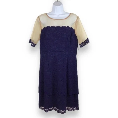 Cynthia Steffe Lace Sheath Dress Navy Blue size 12 NWT - Image 1 of 4