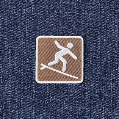 Surfing Patch - Embroidered Surfboard Beach Sign Badge 2" (Iron On) - Image 1 of 2
