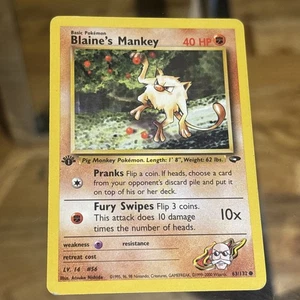 1st Edition Blaine's Mankey 63/132 - Gym Challenge - Pokemon Card - Picture 1 of 2