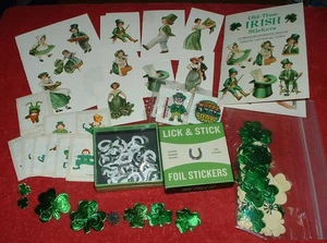 Vintage Dover St. Patricks irisches Stickerbuch, Box lecken & kleben silberne Hufeisen - Bild 1 von 6
