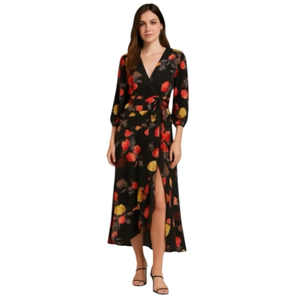 Hutch Anthropologie Multicolor Floral Long Sleeve Maxi Wrap Dress Size Medium - Image 1 of 4