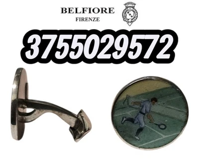 GEMELLI BELFIORE Argento 925 Idea Regalo Uomo Tennis Smalto  - Immagine 1 di 4