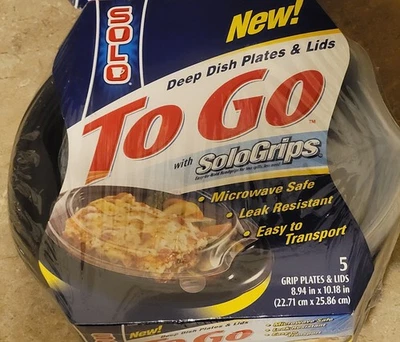 NOS SOLO To Go With Solo Grips Deep Plate & Lid Microwaveable 5 Pack Leftovers - Image 1 of 4