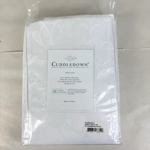 Jacquard King Fitted Sheet New Cuddledown White Luxury Cotton 400TC NOS - Picture 1 of 11