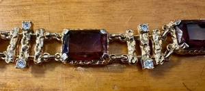 Sarah Coventry Twilight Amethyst Glass Rhinestone Gold Tone Bracelet - Picture 1 of 3