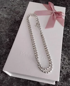 Pandora Silver Rice Ball Bead Necklace 60 cms Long. With. Box. 590143-60 - Picture 1 of 17