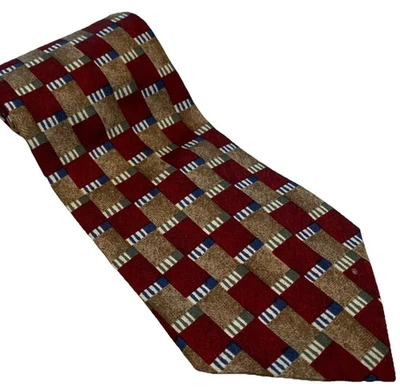 Kenneth Cole New York Designer Necktie Burgundy & Tan - Image 1 of 4