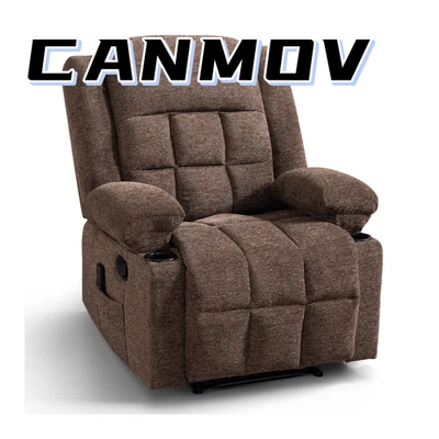 CANMOV  Manual Recliner with Massage & Heat, Recliner Chair with Cup Holders - Image 1 of 4