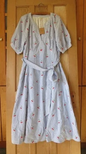 BNWT Boden Bria Embroidered Midi Dress Sz 20 R Cherries & Stripe - Picture 1 of 9