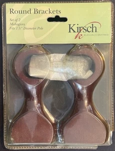 Kirsch - Set of 2 Wood Mahogany Brackets Fits 1-3/8" Dia. Pole * 2012A.083 - Picture 1 of 9