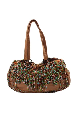 Jamin Puech Womens Leather Beaded Detail Satchel Shoulder Handbag Brown - Image 1 of 4