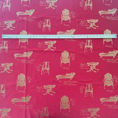Robert Allen Sothebys Cardinal Red Victorian Style Upholstery Fabric Chippendale - Image 1 of 4