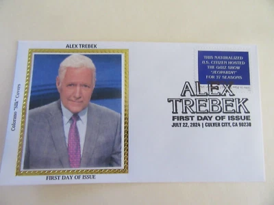 Estampilla Forever Jeopardy Host Alex Trebek 2024 Fdc Sc#5090 Colorano cubierta de caché Foto 1 de 2