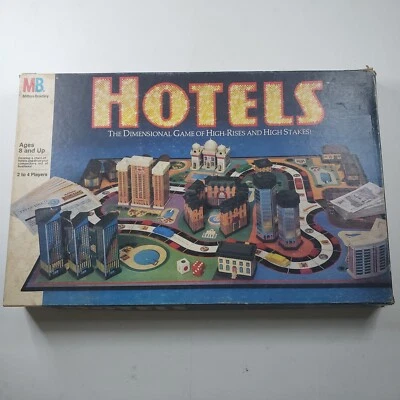 Raro juego de mesa de hoteles 1987 vintage de Milton Bradley *COMPLETO* Foto 1 de 4