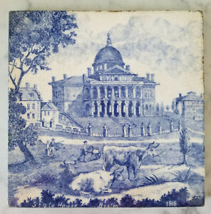 Rare English Minton China Works Tile State House Boston MA Macullar Parker 1818