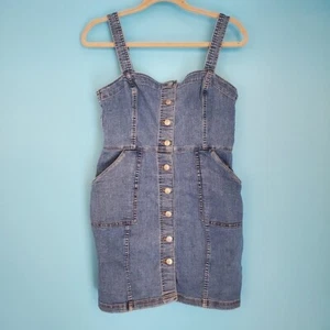 H&M Divided Women's Size Small Mini Stretch Medium Wash Button Up Denim Dress - Picture 1 of 7