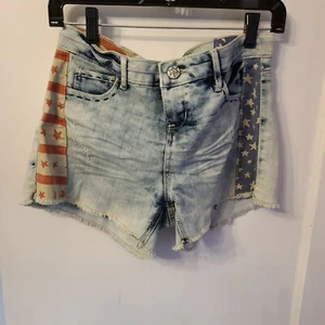 Vanilla Star Size 7 Jean Shorts American Flag Patriotic Distressed Juniors a3 - Picture 1 of 2