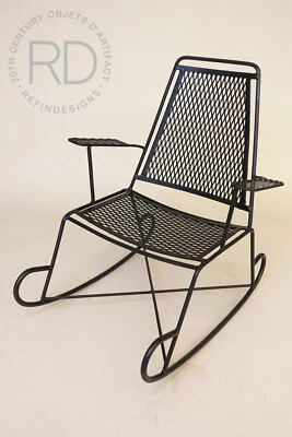 VINTAGE JOHN SALTERINI OUTDOOR WROUGHT IRON ROCKING CHAIR 50's RARE YOUTH SIZE - Image 1 of 4