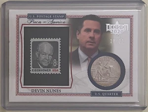 DEVIN NUNES #/D 18/20 2020 DECISION DWIGHT EISENHOWER STAMP / QUARTER RELIC CARD - Picture 1 of 2