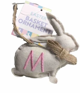 Fabric Bunny Rabbit Easter Personalized Letter M Hanging Ornament 5 Inches Tall - Picture 1 of 5