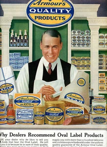 1917 Original Armour's Oval Label Foods Oversized Ad. Poster-Style. Handsome Man - Picture 1 of 1