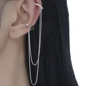 Stylishly designed Ear Clip 925 Sterling Silver Niche Design Double Wear... - Picture 1 of 21