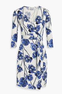 New  $578 DIANE VON FURSTENBERG Julian Floral Silk-jersey Mini Wrap Dress XXS - Picture 1 of 9