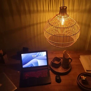 Rattan Hanging Lamp Shade Decoration Light Fixture Decorative Rustic Handmade - Picture 1 of 17