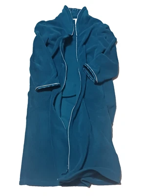 Adonna Mujeres Cremallera Casa Bata/Abrigo Cremallera Largo Completo Esponjoso Azul Claro Grande Foto 1 de 4