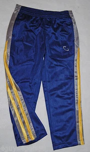 Boys Athletic Pants JOG Lounge NAVY BLUE Silver Yellow Stripe S 6-7 POCKETS - Picture 1 of 1
