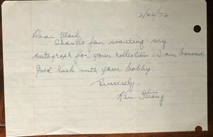 Ken StrongNY Giants HOf Person Handwritten Letter Authentic Autograph 2-26-1976 - Picture 1 of 6