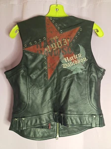 Harley Davidson Women's Black Leather Vest size L - Picture 1 of 14