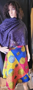 African Couture Wrap Around Cotton Skirt Waist Size UK 34 - Picture 1 of 3