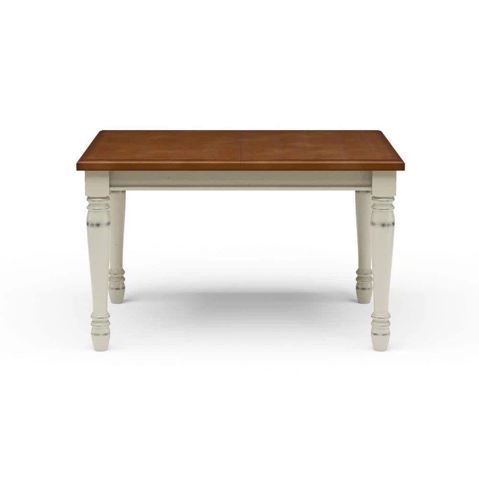 HOMESTYLES Dining Table 30.25" H X 48.25" W, Wood Frame Rubbed White Seats 6 - Image 1 of 4