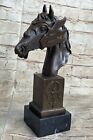 Solid Bronze Milo Horse Head Sculpture Bust Marble Base Art Deco Figurine Deal