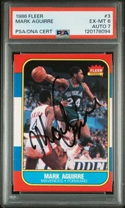 1986 Fleer Basketball AUTOGRAPH Mark Aguirre Signed RC #3 PSA 6 PSA/DNA Auto. 7 - Picture 1 of 2