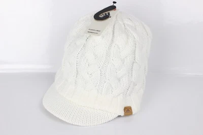 Chapéu de malha Adidas feminino cristal aba forrado de lã inverno branco neve - Imagem 1 de 3